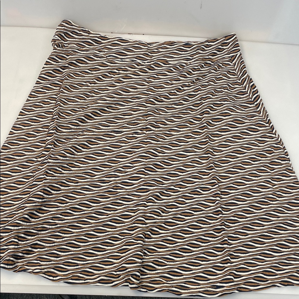 dressbarn Brown and White Wave Pattern A-Line Skirt size XL
